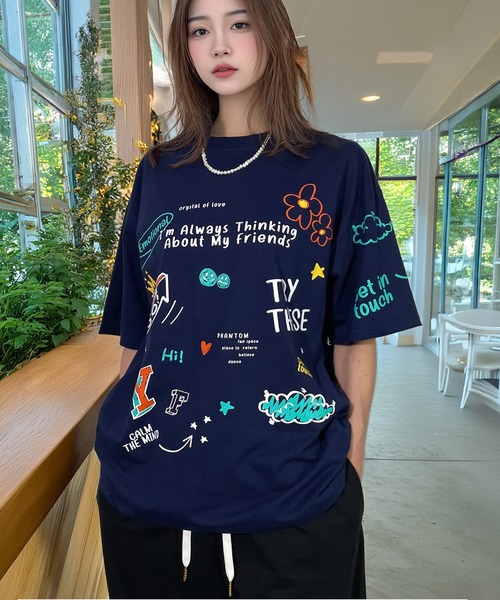 Candlestick tシャツ レトロ グラフィック オーバーサイズ 韓国