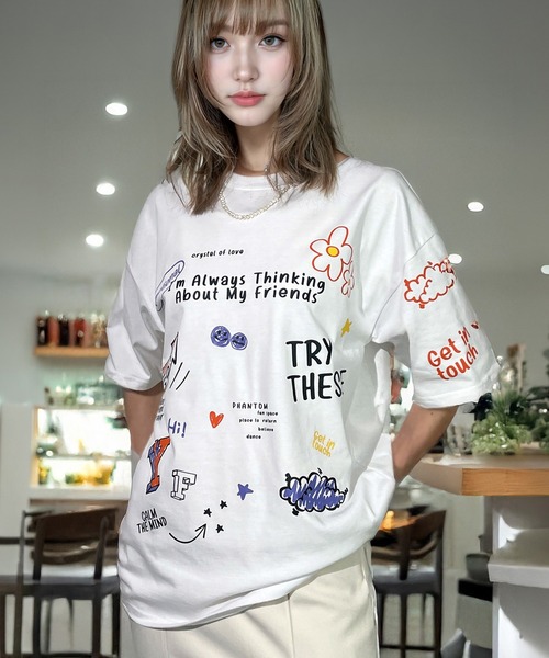 Candlestick tシャツ 半袖 レトロ グラフィック オーバーサイズ 韓国