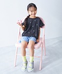 tシャツ ハート総柄 袖フリル 半袖Tシャツ ...の詳細画像2