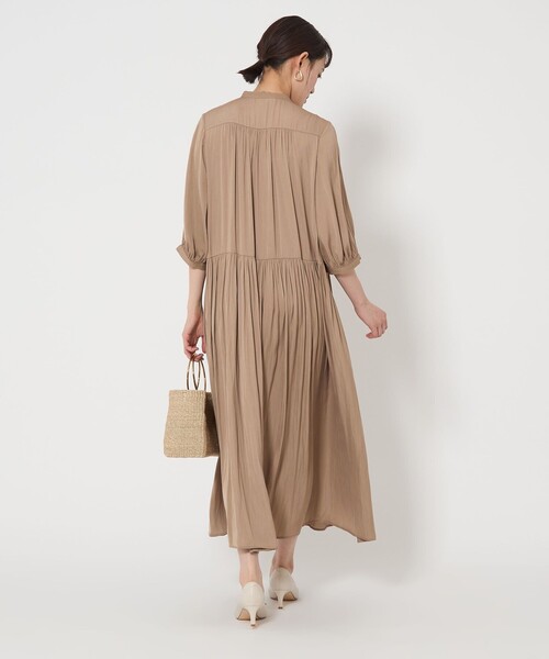 denierデニール／リバーシブルギャザーコートワンピース／ベージュ／未使用品 green label relaxing（グリーンレーベルリラクシング） ワンピース