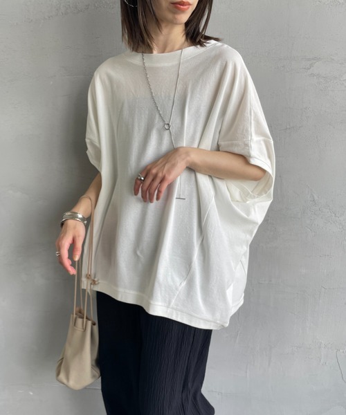 新品タグ付き　ミズイロインド mizuiroind ワイドコクーンT ホワイト mizuiroind tシャツ 「mizuiro ind/ミズイロインド」 コクーン