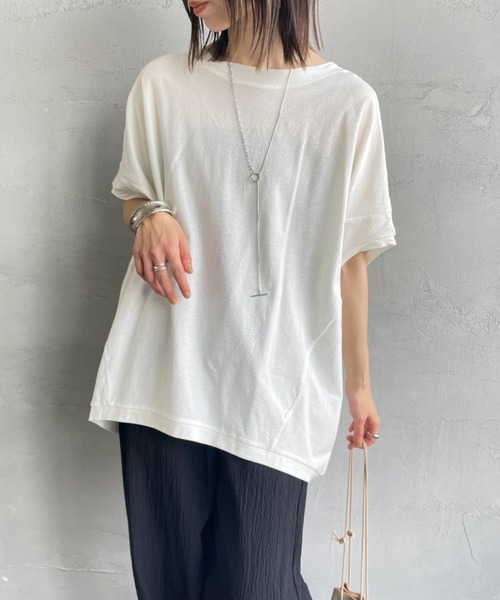 新品タグ付き　ミズイロインド mizuiroind ワイドコクーンT ホワイト mizuiroind tシャツ 「mizuiro ind/ミズイロインド」 コクーン