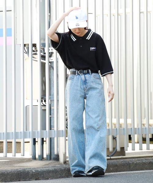 TEE IT UP! THE STREET 半袖ポロ ストレッチ ツイストニット ワンポイントロゴ 半袖ポロシャツ(半袖