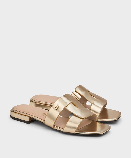 CHARLES & KEITH◆Joan レザースライドサンダル◆送料込 CHARLES ＆ KEITH サンダル Joan ジョアン レザースライド