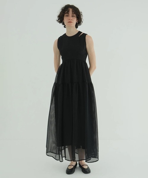 ワンピース CLANE SHEER PLAID FLARE ONEPIECE CLANE（クラネ） ワンピース SHEER PLAID FLARE ONEPIECE : ZOZOTOWN