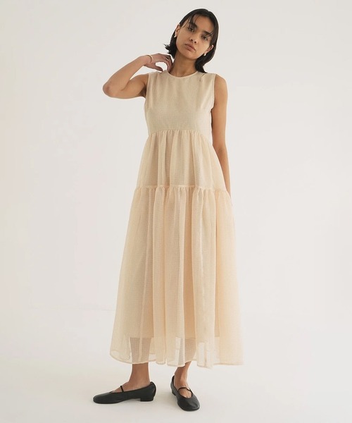 ワンピース clane sheer plaid flare onepiece CLANE（クラネ） ワンピース SHEER PLAID FLARE ONEPIECE : ZOZOTOWN