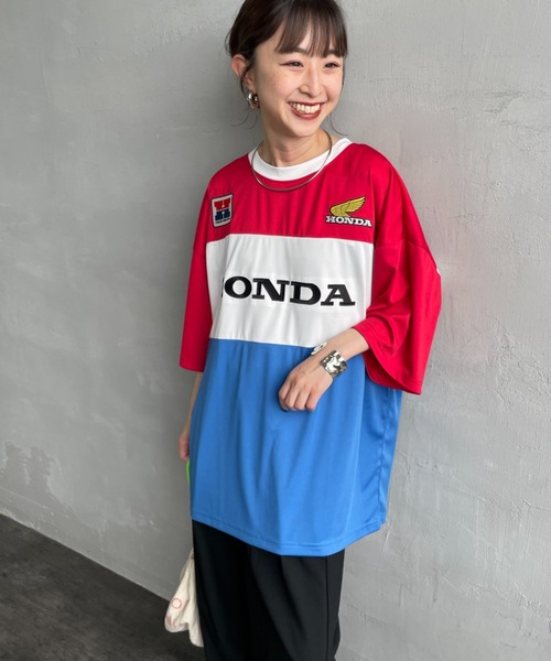 tシャツ 「HONDA×JEANS FACTORY/ホンダ×ジーンズファクトリー」 HONDA コラボレーション レーシング ジャージTシャツ レディ JEANS FACTORY tシャツ 「HONDA×JEANS FACTORY/ホンダ×ジーンズ