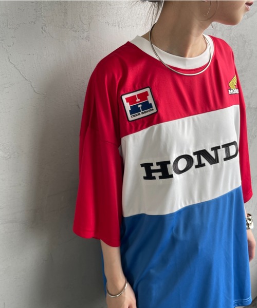 tシャツ 「HONDA×JEANS FACTORY/ホンダ×ジーンズファクトリー」 HONDA コラボレーション レーシング ジャージTシャツ レディ セール】[HONDA×JEANS FACTORY/ホンダ×ジーンズファクトリー