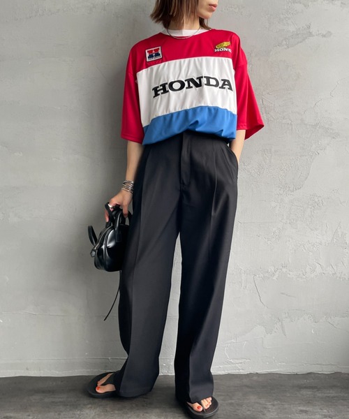 tシャツ 「HONDA×JEANS FACTORY/ホンダ×ジーンズファクトリー」 HONDA コラボレーション レーシング ジャージTシャツ レディ JEANS FACTORY tシャツ 「HONDA×JEANS FACTORY/ホンダ×ジーンズ