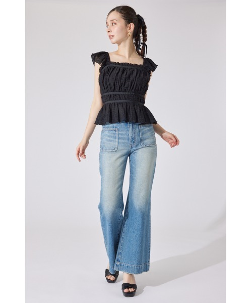 ブラウス シャツ フリルギャザートップス 夏服 レディース rienda ブラウス シャツ フリルギャザートップス 夏服