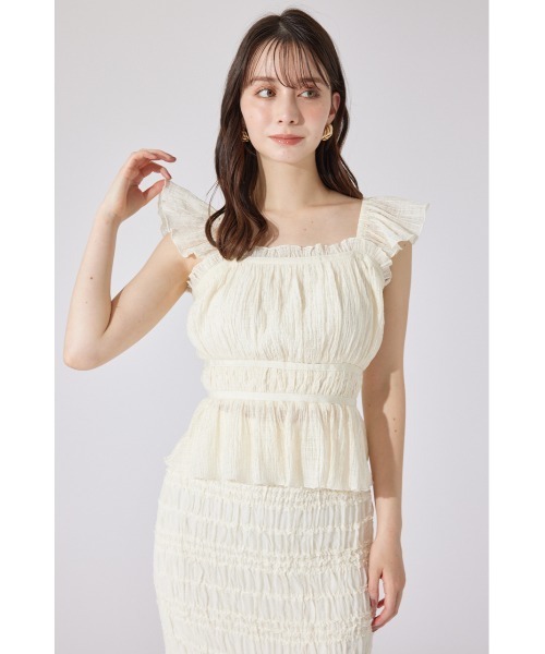 ブラウス シャツ フリルギャザートップス 夏服 レディース rienda ブラウス シャツ フリルギャザートップス 夏服