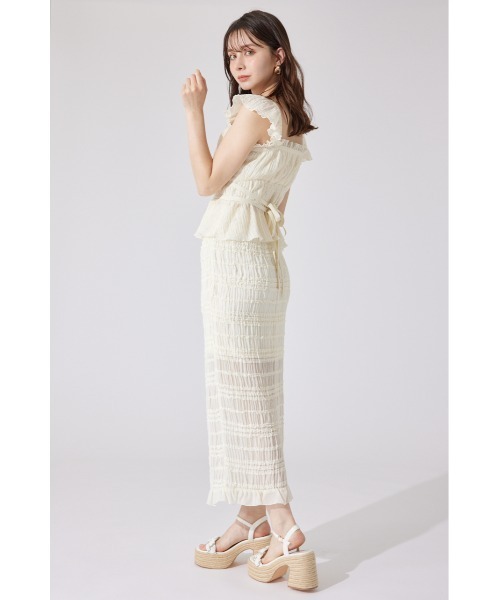 ブラウス シャツ フリルギャザートップス 夏服 レディース rienda ブラウス シャツ フリルギャザートップス 夏服