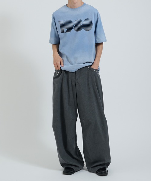 スウェット コントラストストライプデザイン ワイドレッグパンツ ZIGZAG STRIPE WIDE-LEG TROUSERS ジグザグストライプワイド
