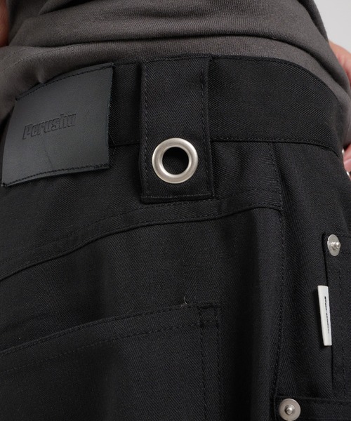 Perushu スラックス スタッズストライプワイドスラックス メンズ