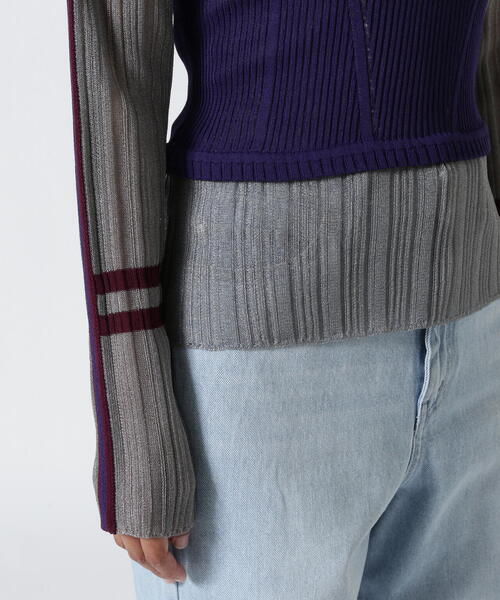 ニット セーター AULA AILA/アウラアイラ/BARE TOP SHEER RIB KNIT/ベアトップシアーリブニット レディース AULA AILA/アウラアイラ/BARE TOP SHEER RIB KNIT/ベアトップ