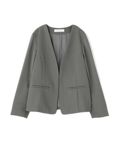 「NATURAL BEAUTY BASIC」 ノーカラージャケット MEDIUM ネイビー レディース