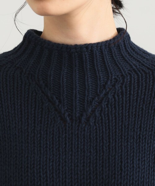 【美品】デミルクスビームス クルーネック ラクーンニット ネイビー F Demi-Luxe BEAMS（デミルクス ビームス） ニット セーター 「1/1値下げ