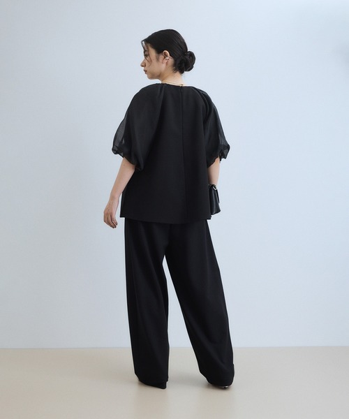 ADAM ET ROPE パフスリーブ　シアー　ブラウス　フリーサイズ ADAM ET ROPE' ブラウス シャツ 「WEB限定」シアーパフスリーブ