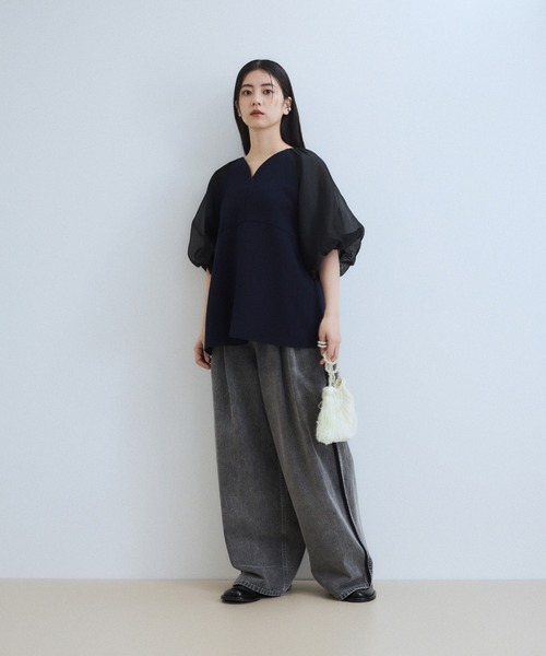 ADAM ET ROPE パフスリーブ　シアー　ブラウス　フリーサイズ ADAM ET ROPE'｜【WEB限定】シアーパフスリーブブラウス