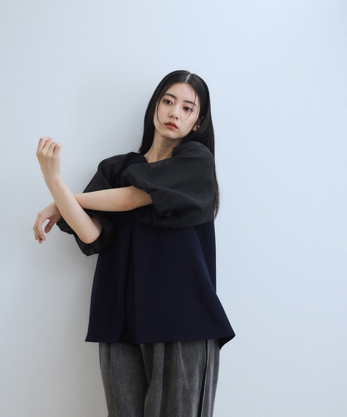 ADAM ET ROPE' ブラウス シャツ 「WEB限定」シアーパフスリーブ