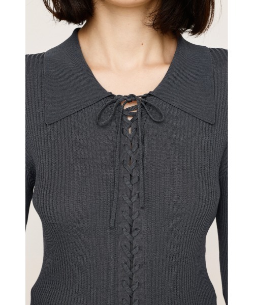 SLY（スライ） ニット セーター LACE UP H/G TOPS レースアップ