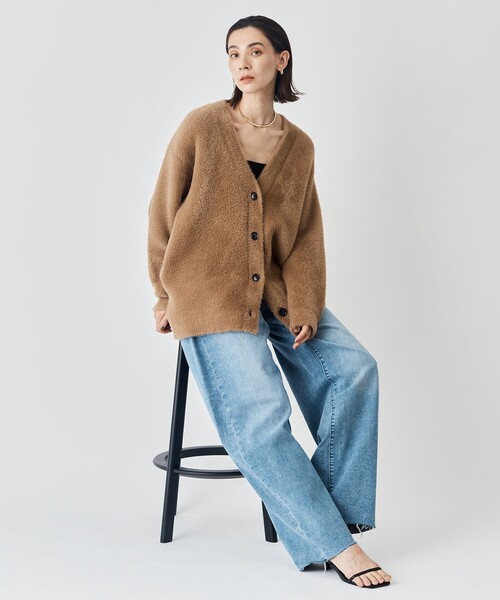 UNFILO（アンフィーロ） カーディガン ナイロンシャギー Vネック