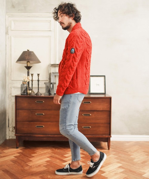 「CAMBIO」 ダメージ加工デニムパンツ M グレー メンズ