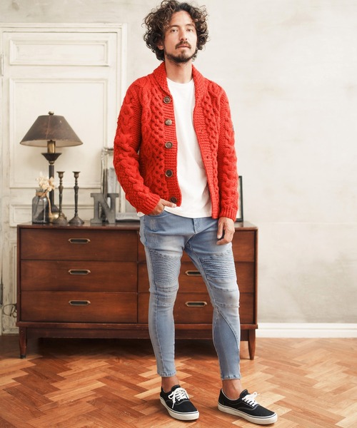 「CAMBIO」 ダメージ加工デニムパンツ M グレー メンズ