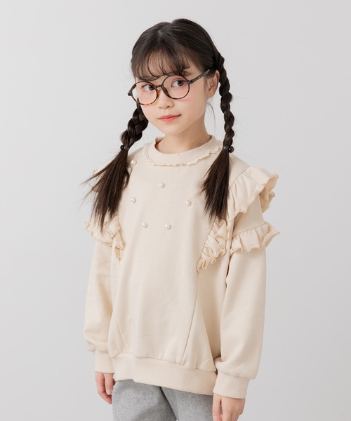 JAM & LINK トレーナー パール付き フリル裏毛トレーナー キッズ 子供 