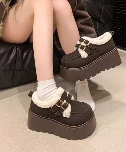 SHEENA（シーナ） シューズ 「秋冬新作」ダブルベルトボアムートン厚底