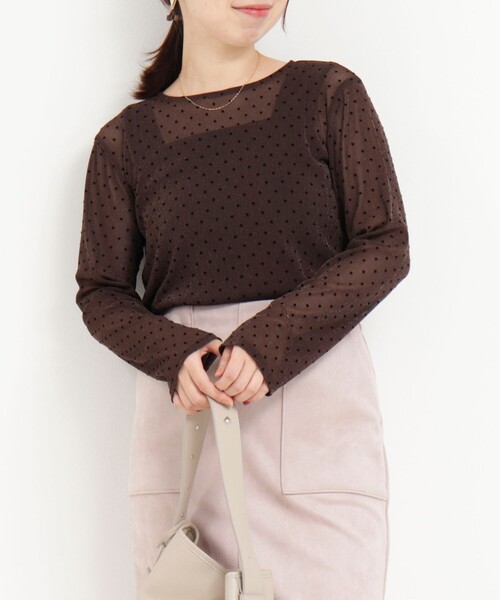 新品✨ノーリーズドットカットソー ドットシアーパフスリーブカットソー（5-0290-3-03-001