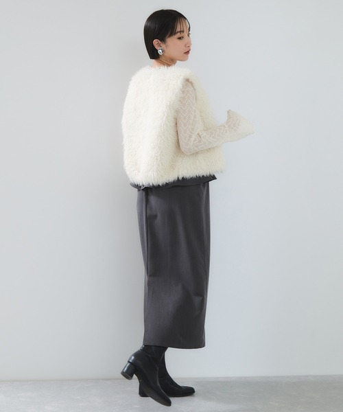 VIS（ビス） ベスト ジレ アソートファーショートベスト レディース