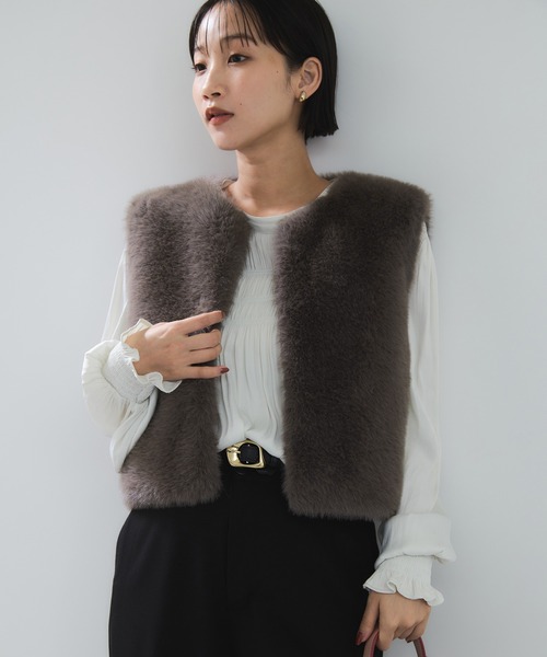 VIS（ビス） ベスト ジレ アソートファーショートベスト レディース