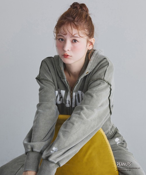 スヌーピー PEANUTSコラボ】セットアップ対応/スヌーピー刺繍入りパーカー