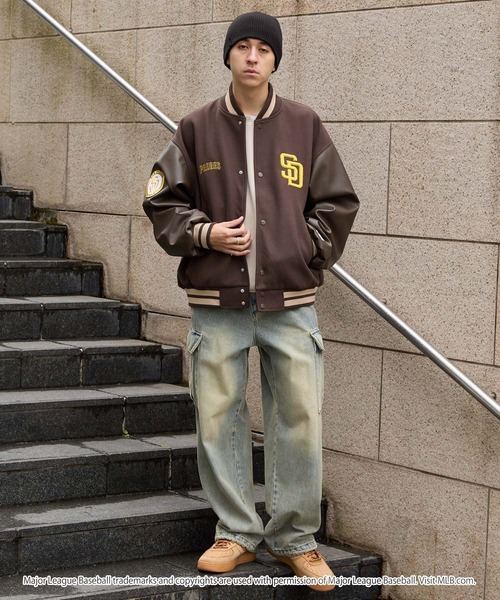 MLB スタジャン MLB/メジャーリーグベースボール 別注 ワッペン刺繍