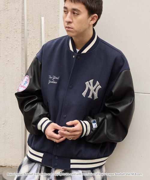 MLB スタジャン MLB/メジャーリーグベースボール 別注 ワッペン刺繍