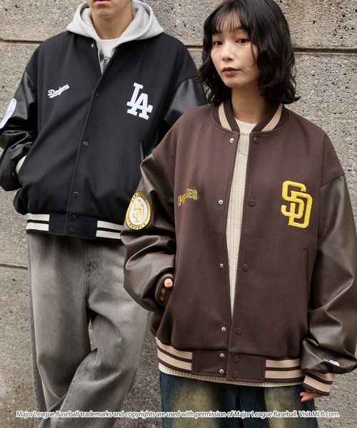 MLB スタジャン MLB/メジャーリーグベースボール 別注 ワッペン刺繍