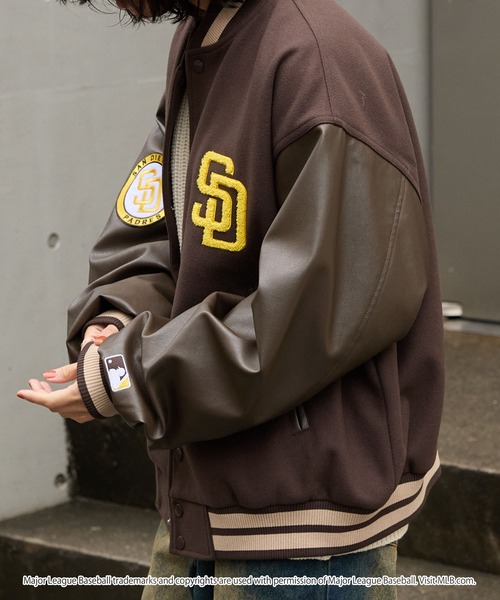 MLB スタジャン MLB/メジャーリーグベースボール 別注 ワッペン刺繍