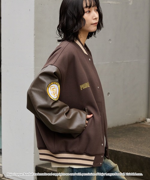 MLB スタジャン MLB/メジャーリーグベースボール 別注 ワッペン刺繍