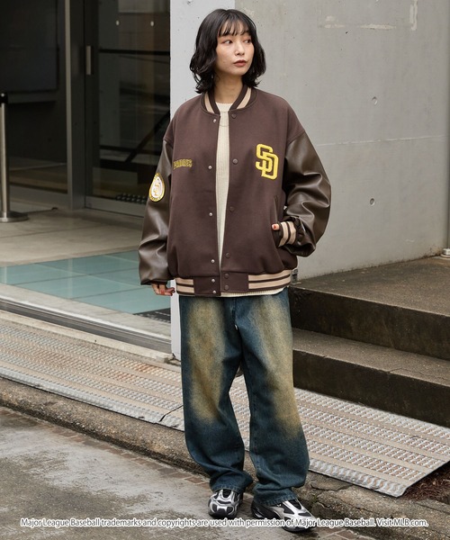 MLB スタジャン MLB/メジャーリーグベースボール 別注 ワッペン刺繍