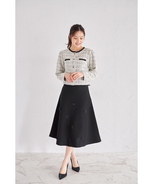 【美品】ブラックレオタードとフラワースカートセット150cm tocco closet（トッコ クローゼット） スカート 「ZOZO限定」立体