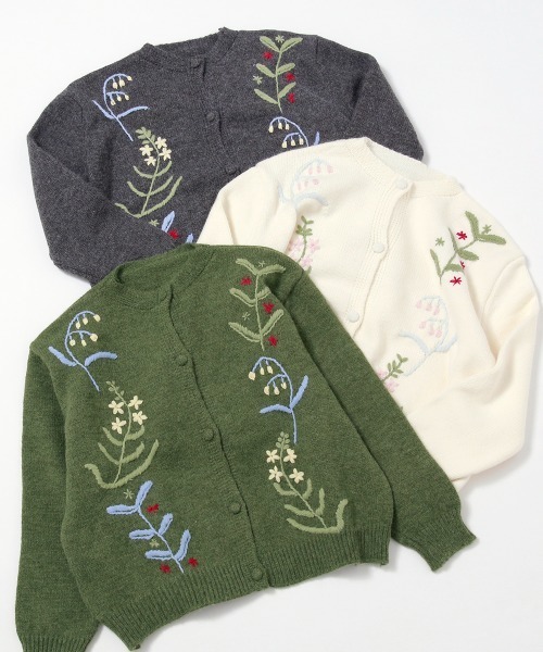 カーディガン フラワー刺繍ニットカーディガン レディース : ZOZOTOWN