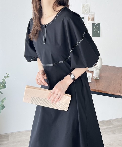 「classicalelf」 半袖ワンピース LARGE ネイビー レディース_画像5