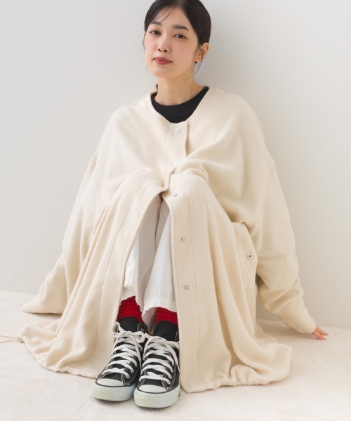 OMNES（オムネス） ノーカラーコート コート フェルトノーカラーミドル