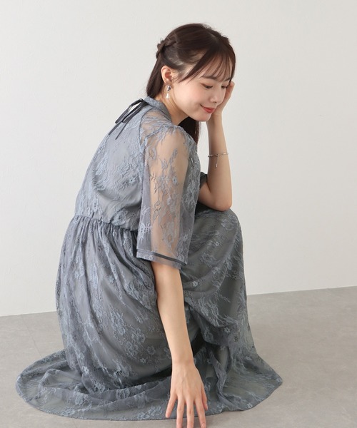 「BLUEEAST」 半袖ワンピース LARGE ベージュ レディース_画像3