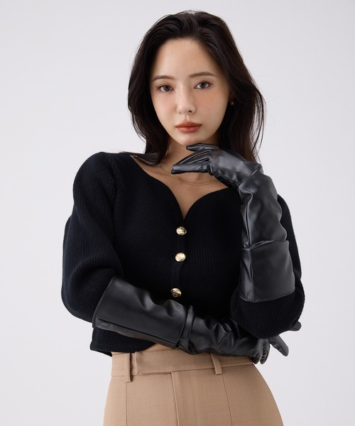 Heart neck ウールカシミヤカーディガン Heart neck ウールカシミヤカーディガン