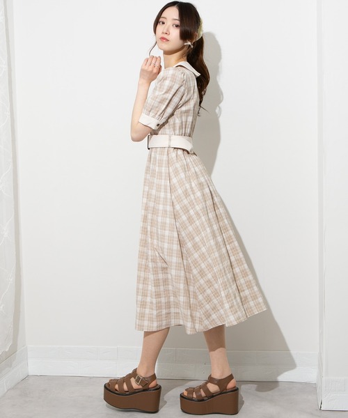 「pumpkin port」 半袖ワンピース M ブルー レディース_画像5