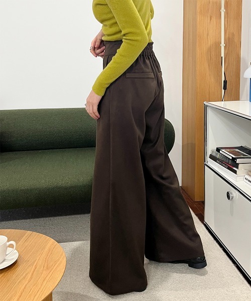 ワイドパンツ パンツ フロントジップハイウエストワイドパンツ