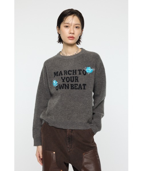 moussy FLOWER JACQUARD KNIT ニット AZUL BY MOUSSY | フラワーダブルジャガードニット (ニット ) |SHEL