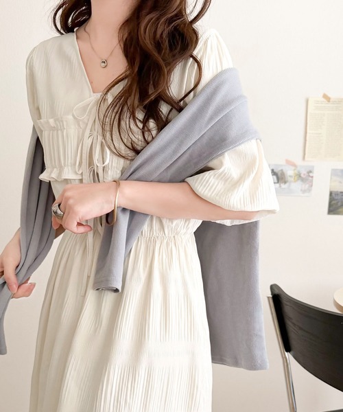 mily bilet ワンピース 夏 半袖 「mily bilet」1枚で華やぐ♪揺れ感